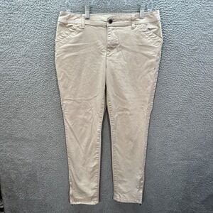 Talbots Pants‎ Womens 10 Petite Tan Side Zip Ankle Pant Careerwear Preppy Casual
